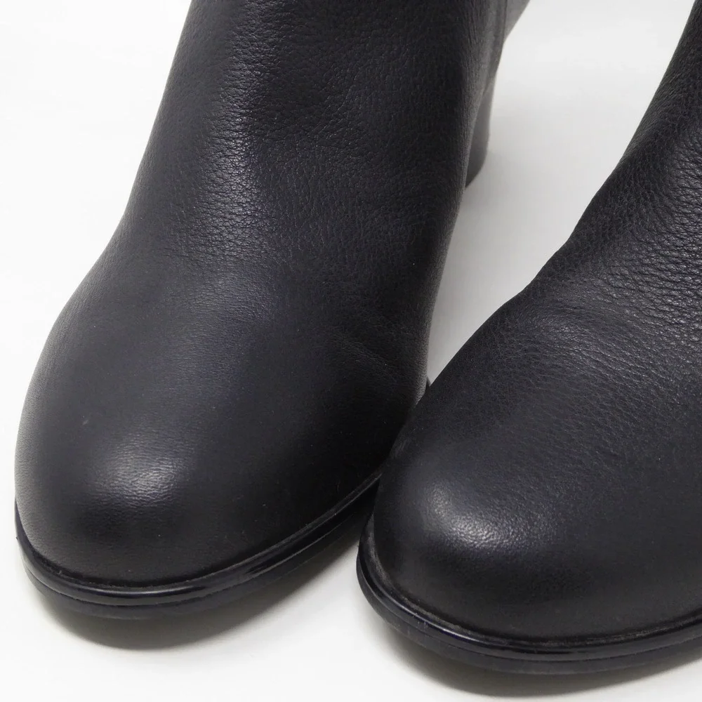 L'Amour Des Pieds Women Ankle Boots Black Leather Block Heel Size 8M